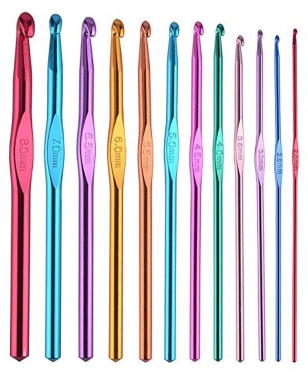 Aluminum Crochet Hooks - 12 pcs